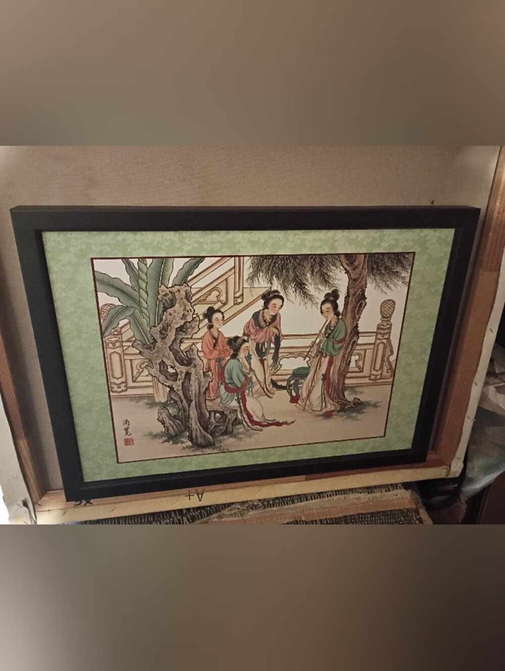 Shang Kuan-Signed art 🎨 4 Traditional Ladies In A Garden Setting Asian Art.